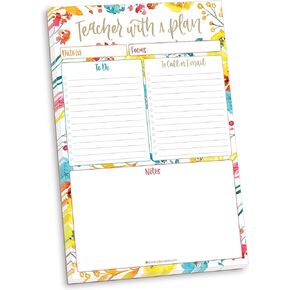 bloom daily planners Teacher To-Do List Planning Pad - Teacher Appreciation Gift | Daily and Weekly Organizer - 80 Sheets Tear-Off Notepad for Classroom or Home School (6" x 9") - Happy Blooms
