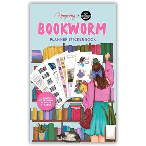 Rongrong Bookworm Planner Stickers Book for Planners, Calendars, Journals and Projects – Premium Quality Hand Drawn Perfect for Book Lovers – Scrapbook Accessories – 24 Pages