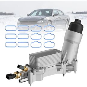 926-959 Upgraded Aluminum Engine Oil Cooler Filter Housing With Sensors And Gaskets Compatible With Chrysler Dodge Jeep Ram 3.6l V6 2011 2012 2013 2014 2015 2016, Replacement Of 926-959 926-876