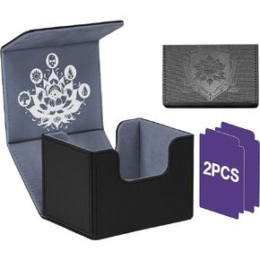 MTG Trading Card Storage Box Fits 3200+ Cards, Commander Deck Case, 4 Display Windows 10 Dividers 4 Movable Partitions, PU Leather Magnetic Closure, Magic/TCG/YuGiOh/Sport Cards (Purple)