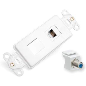Leviton 41658-W Decora Wall Jack Insert Kit, 6P6C X F, 110 Style, White