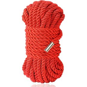 Silk Rope, 32 Feet 8 mm Soft Rope Durable Multipurpose Long Satin Braided Twisted Rope (Red)