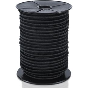 1/2 Inch 100ft Shock Cord, Black Elastic Cord, Marine Grade Shock Cord Polyester Stretch Cord Bungee Rope for DIY Projects, Tie Downs, Recreation, Indoor and Outdoor Use