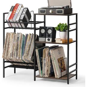 Record Player Stand with Storage Up to 240 Albums,End Table for Vinyl Records, Turntable Stand with 3-Tier Vinyl Record Storage, Vinyl Record Holder for Living Room Bedroom Office in Kuwait