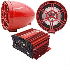 UTV,ATV, Anti-Theft Bluetooth Motor Remote 3.34" Motorcycle Bluetooth Wireless Speaker MP3 Music Player Sound Audio Stereo Amplifier (Black)