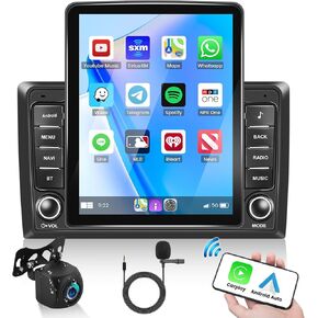 2+64G Android 13 Double Din Car Stereo 9.5 بوصة شاشة لمس عمودية مع Apple Carplay Android Auto Mirror Link مشغل الوسائط المتعددة وحدة رئيسية FM RDS HiFi Bluetooth WiFi GPS + AHD كاميرا احتياطية وميكروفون in Kuwait
