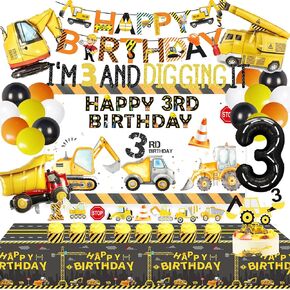 90 Pcs Dump Truck Party Decorations for Boys Baby .Construction 3rd Birthday Party Supplies，Construction 3rd Birthday Party Supplies for Boys, Construction Birthday Party Supplies for 3 Year Old Boy