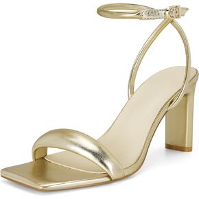 Women’s Chunky High Heels, Square Open Toe Ankle Strap Heeled Shoes Casual Summer Dressy Pump Block Sandals for Party Wedding