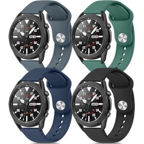 Wanme Band for Samsung Galaxy Watch 3 Bands 45mm Women Men, 22mm Adjustable Soft Silicone Sport Strap Replacement Band for Galaxy Watch 3 Bands 45mm (4Pack A)