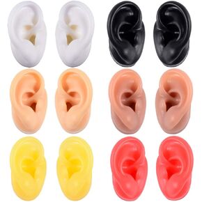 Soft Silicone Ear Model for Hearing aid 1:1 Human Ear Ear Model Simulation Display Props Teaching Tools Jewelry Display Earrings (1PC Black Left)