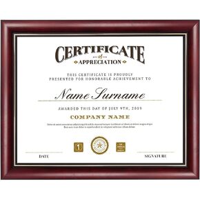 GraduatePro 8.5x11 Diploma Frame with Navy Over Gold Mat or Display 11x14 Certificate Without Mat,Solid Wood & UV Protection Acrylic,Cherry Finish with Gold Trim