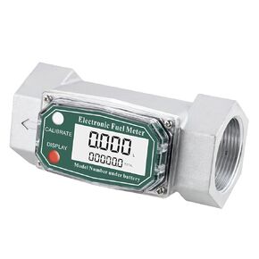Turbine Flow Meter Electronic Digital Flow-Meter Aluminum Alloy Liquid Water Diesel Gasoline Methanol Kerosene Oil (1.5 inch Meter)