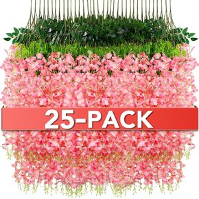 Wisteria Hanging Flowers,Hanging Flowers,Wisteria,Fake Hanging Flowers,Fake Wisteria,Hanging Flowers for Decoration, Wedding, Garden, Wall Decoration,3.6 feet Long(50,White)
