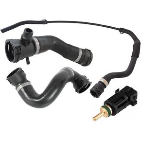 Set of 4 Low Upper Radiator Coolant Hose Vent Line Hose Sensor for BMW E90 325i 328i 330i xDrive Z4 Replace# OEM 17127531579 17127531581 17127618510 13621433077