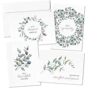 Sympathy Cards with Envelopes - 24 Pre-Scored and Double-Sided Watercolor Condolence Cards - Perfect Mix of Expression and Sympathy in a Box of Sympathy Cards with Envelopes (Watercolor)
