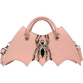 Women Spider Web Purse Novelty Bat Wing Shoulder Bag Unique Halloween Crossbody Bag PU Leather Horror Goth Hangbag