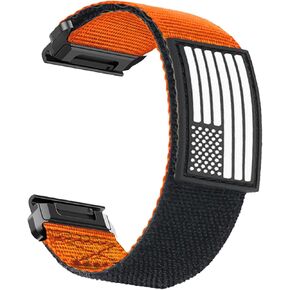 Abanen Rugged Tactical Nylon Watch Band for Garmin Fenix 7X / Instinct 2X / Fenix 6X / epix Pro 51mm, Quick Fit 26mm Wide Sport Loop Strap with Silicone Stars-Stripes Flag for Enduro/Fenix 5X in Kuwait