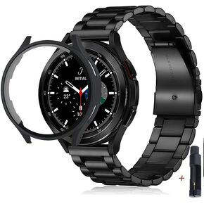 Compatible For samsung galaxy watch 6 44mm 40mm Stainless Steel Strap band with TPU case galaxy watch 6 classic 47mm 43mm case Cover