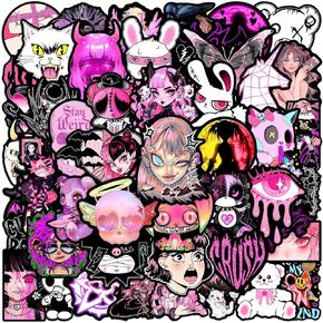 Pastel Horror Stickers 50 Pcs Goth Stickers Pink Stickers Aesthetic Witchy Stickers for Adults Teens Skull Stickers Crystal Stickers Waterproof