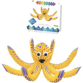 Creagami Octopus Origami Set - A 479 Piece 3D Modular Paper Craft Kit for Ages 7 - Adult, Clear
