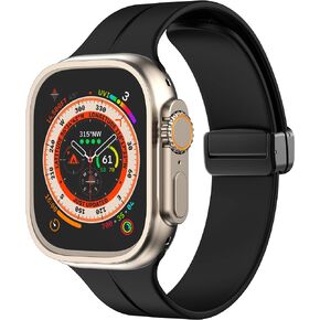 Magnetic Band Compatible with Apple Watch Band 38mm 40mm 41mm 42mm 44mm 45mm 49mm Women Men, Soft Silicone Sport Strap Compatible for iWatch Apple Watch Series 9 8 7 6 5 4 3 2 1 SE Ultra 1 2
