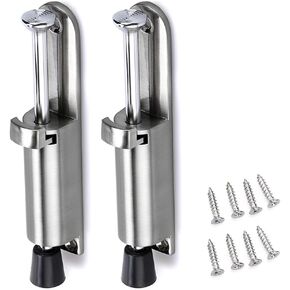 Sumnacon Kickdown Door Stops, Stainless Steel Easy Step Door Stopper, Spring Loaded Telescopic Step On/Off Door Stopper, Adjustable Heavy Duty Door Locks Holder Stop/Release by Foot, Silver