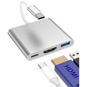 USB C to HDMI Type-C USB-A Adapter(3in1)Thunderbolt Charger Splitter 3.0 OTG Cable Accessorie TV Digital AV Port Converter Projector Monitor Mouse Port Adaptador Cord Apple IPhone15 Pro Max Plus ipad