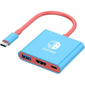 USB C to HDMI Adapter for Switch, 3 Ports USB C Multiport Digital AV Converter with USB 3.0, 4K HDMI Output & PD 100W Charging Port for MacBook Pro, iPad Pro, Nintendo Switch, etc USB C Devices