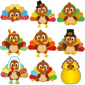 Turkey Cutouts Thanksgiving Cut-Outs for Fall Classroom Decoration 45Pcs