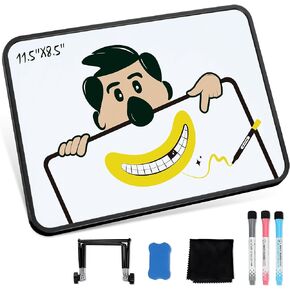 SOTER Small Dry Erase White Board 11.5" X 8.5", Mini Dry Erase Boards for Students, Magnetic, Double-Sided, Portable with Markers and Stand, Ideal for Homeschooling, Office, and Travl (Blue)