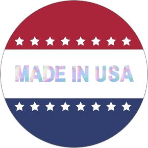 Made in USA Stickers Roll | 1.5 Inch | Holographic Foil | 500pcs Labels for Made in America Products, Small Business Supplies, Packaging, Mailer Seal Stickers