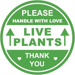 2 inch 300 PCS Green Live Plants Handle with Love Labels Waterproof Stickers Shipping Mailing Cartons Envelops Adhesive Labels