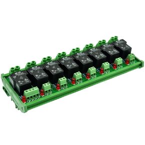 CZH-Labs DIN Rail Mount 24V Passive 8 SPST-NO 30Amp Power Relay Module.