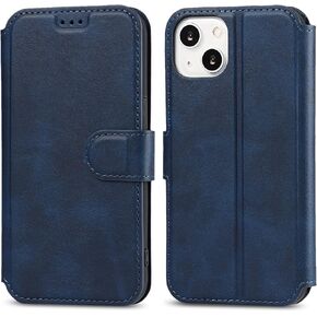 QLTYPRI Case for iPhone 13 Premium PU Leather Simple Wallet Case [Card Slots] [Kickstand] [Magnetic Closure] Shockproof Flip Cover for iPhone 13 (6.1 inch) - Brown