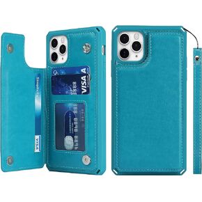 iCoverCase for iPhone 11 Pro Max Case with Card Holder, iPhone 11 Pro Max Wallet Case for Women, RFID Blocking Embossed Leather Wrist Strap for 11pro Max iPhone Case 6.5 Inch (Heart Rose Gold)