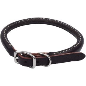 Coastal Pet Circle T Latigo Leather Round Dog Collar - Handcrafted Leather Pet Collar for Dogs - Comfortable for Dogs with Long Hair or Sensitive Skin - 5/8" x 16"