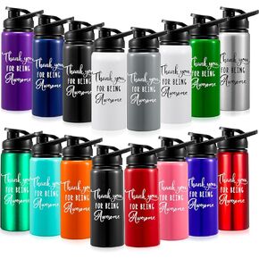 Pinkunn 16 Pcs Employee Appreciation Gifts Thank You Water Bottle Gifts For Team Staff Coworker Lightweight Leakproof Thank You for Being Awesome Gifts(Multicolor, 25 oz)