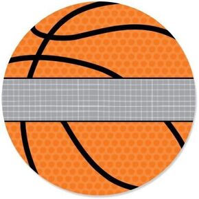 Big Dot of Happiness Nothin' but Net - Basketball - Baby Shower or Birthday Party Circle Sticker Labels - 24 Count