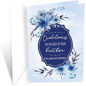 Prime Greetings Loss of Brother Sympathy Card, Made in America, Eco-Friendly, Thick Card Stock with Premium Envelope 5in x 7.75in, Packaged in Protective Mailer