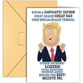 Deling Trump Fathers Day Card - Fantastic Father Great Dad Card, Funny Fathers Day from Son Daughter Wife, Cool Anniversary Cards for Husband, Unique Birthday Greeting Cards for Father