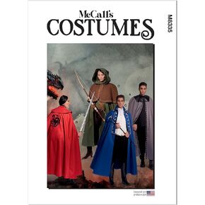 McCall's Men's and Misses' Costume Capes Sewing Pattern Kit, Design Code M8335, Sizes S-M-L-XL-XXL, Multicolor