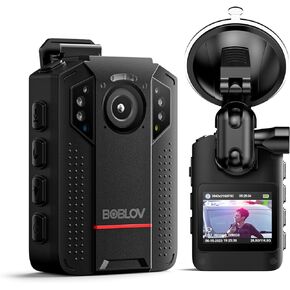 BOBLOV 128GB 4K KJ24 الكاميرا التي يتم ارتداؤها على الجسم، كاميرا الجسم GPS مع حامل شفط السيارة، بطارية كبيرة لتسجيل الفيديو لمدة 13 ساعة، كاميرا الجسم للرؤية الليلية مع سجل حلقة ومقاطع، للشرطة والمدنيين in Kuwait