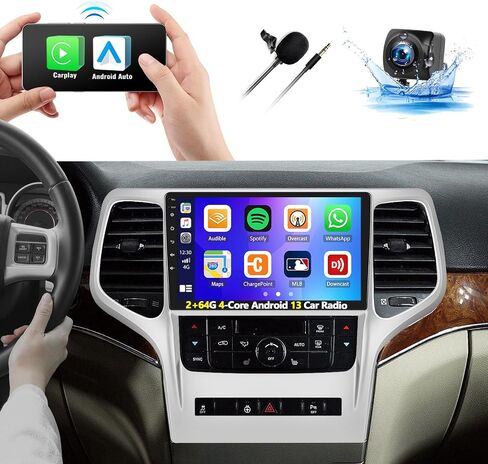 2+64G Android 13 Car Radio for Jeep Grand Cherokee WK 2008-2013 with Wireless CarPlay Android Auto, 9" Touchscreen in Dash GPS Radio with WiFi Bluetooth Mirror Link FM RDS HiFi EQ SWC Backup Camera in Saudi Arabia