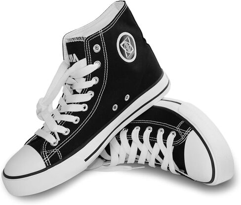 High Top Canvas Sneakers Canvas Shoes Lace up White Black Sneakers Casual Walking Shoes. Comes with Drawstring Sportpack. in Saudi Arabia