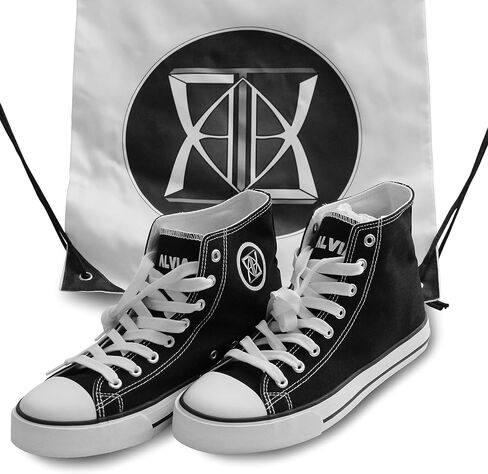 High Top Canvas Sneakers Canvas Shoes Lace up White Black Sneakers Casual Walking Shoes. Comes with Drawstring Sportpack. in Saudi Arabia