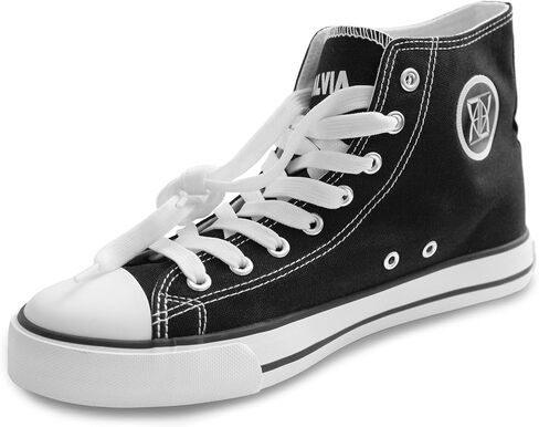 High Top Canvas Sneakers Canvas Shoes Lace up White Black Sneakers Casual Walking Shoes. Comes with Drawstring Sportpack. in Saudi Arabia