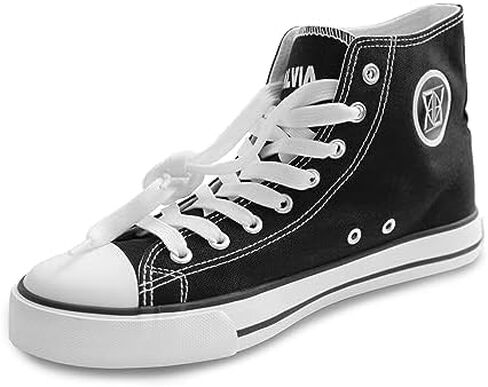 High Top Canvas Sneakers Canvas Shoes Lace up White Black Sneakers Casual Walking Shoes. Comes with Drawstring Sportpack. in Saudi Arabia