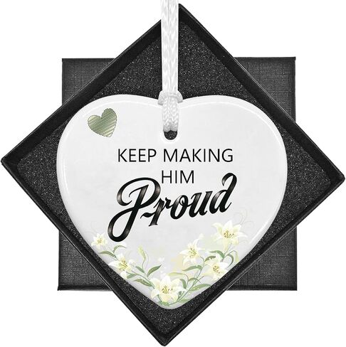 Keep Making Him Proud Ceramic Ornament,Heart Plaque Bereavement Keepsake Sign,Anniversary of Passing,Thinking of You,Loss of Loved One,Loss of Dad, Grandad or Dad Remembrance Memorial Sympathy Gift in Saudi Arabia