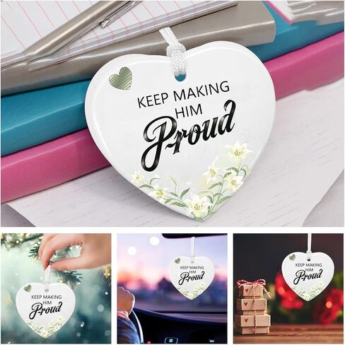 Keep Making Him Proud Ceramic Ornament,Heart Plaque Bereavement Keepsake Sign,Anniversary of Passing,Thinking of You,Loss of Loved One,Loss of Dad, Grandad or Dad Remembrance Memorial Sympathy Gift in Saudi Arabia