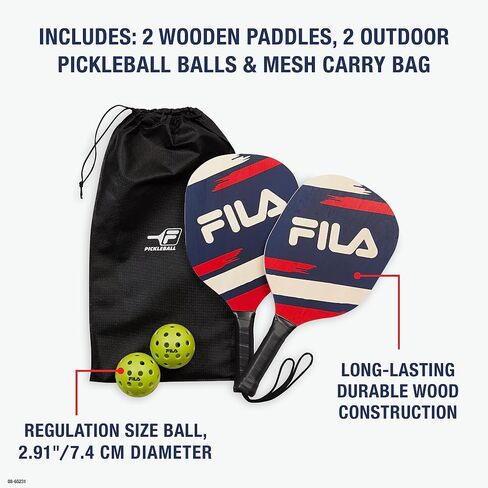FILA Accessories Pickleball Paddles Set of 2 - Includes 2 Pickleball Rackets, 2 Outdoor Pickleball Balls, Pickleball Racket Game Equipment Mesh Bag in Saudi Arabia